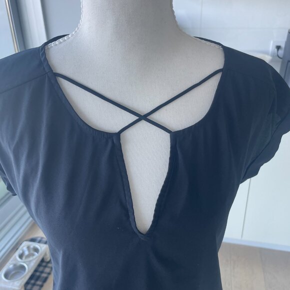 Express Satin Cross Front Gramercy Top in Black - XS - Picture 5 of 7